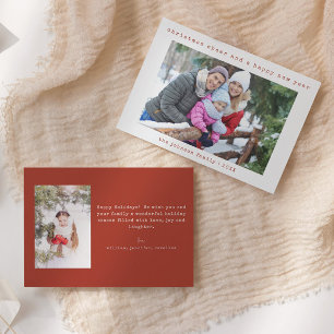 Minimalistisch Chic Family 2 Foto Weihnachtskart Einladung