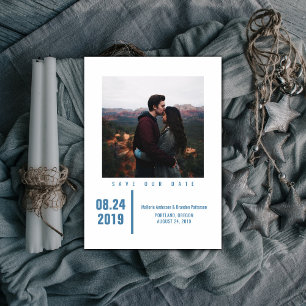 Minimalistisch Chic Foto Save the Date Blau