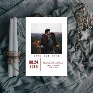 Minimalistisch Chic Foto Save the Date Burgund