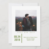 Minimalistisch Chic Foto Save the Date | Olive Gre (Vorderseite)
