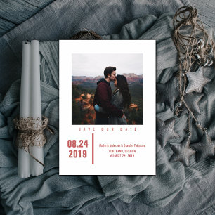 Minimalistisch Chic Foto Save the Date   Rot