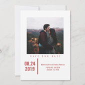 Minimalistisch Chic Foto Save the Date | Rot (Vorderseite)