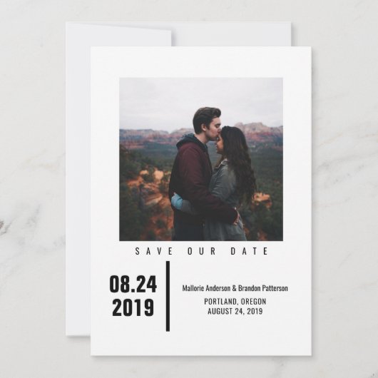 Minimalistisch Chic Foto Save the Date | Schwarz (Vorderseite)