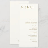 Minimalistisch Chic Gold Einfache Hochzeit Menükarte (Vorne/Hinten)
