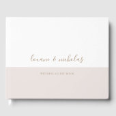 Minimalistisch Chic Gold White Blush Elegante Hoch Gästebuch (Vorderseite)