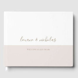 Minimalistisch Chic Gold White Blush Elegante Hoch Gästebuch