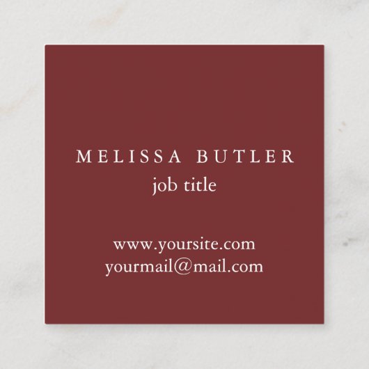 Minimalistisch Chic grau und rot Modernes Monogram Quadratische Visitenkarte (Rückseite)