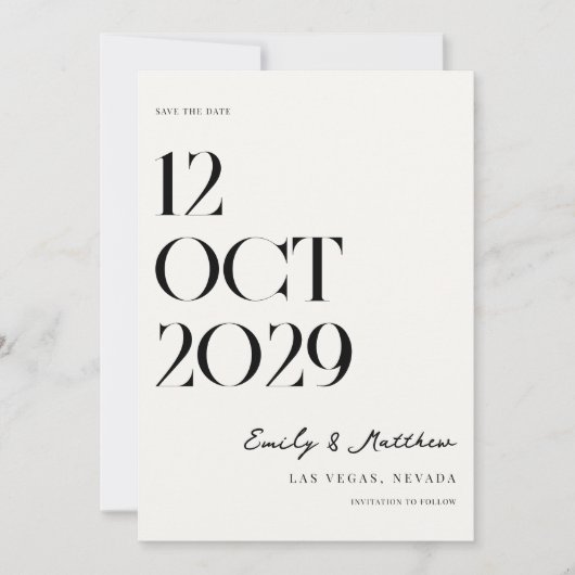 Minimalistisch-Chic-Hochzeit Save The Date (Vorderseite)