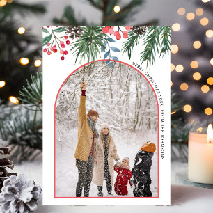 Minimalistisch Chic Holly Berries Foto Weihnachten