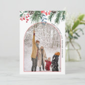 Minimalistisch Chic Holly Berries Foto Weihnachten (Stehend Vorderseite)