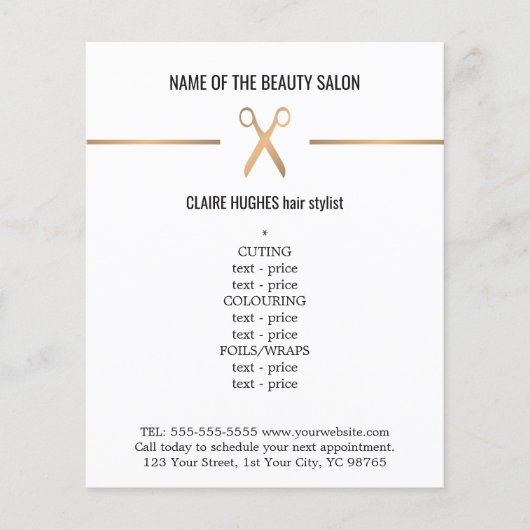 Minimalistisch Chic Imitate Gold Scissy Friseurmen Flyer (Vorne)