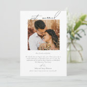 Minimalistisch Chic Just Married Wedding Einladung (Stehend Vorderseite)