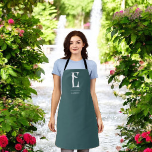 Minimalistisch Chic Monogram Aquamarin Schürze