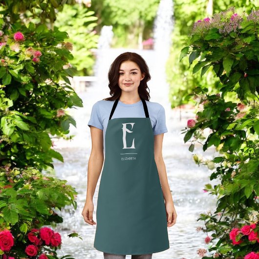 Minimalistisch Chic Monogram Aquamarin Schürze