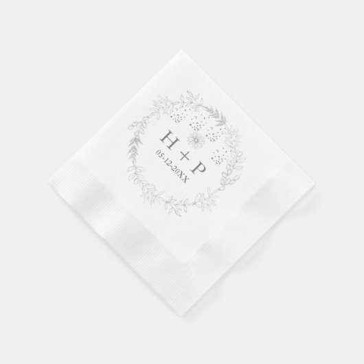 Minimalistisch Chic Monogram Formal Wedding Cockta Serviette (Ecke)