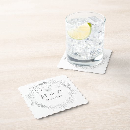 Minimalistisch Chic Monogram Formal Wedding Cockta Untersetzer (Vor Ort)