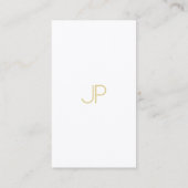 Minimalistisch Chic Monogram Trendy Gold White Lux Visitenkarte (Rückseite)