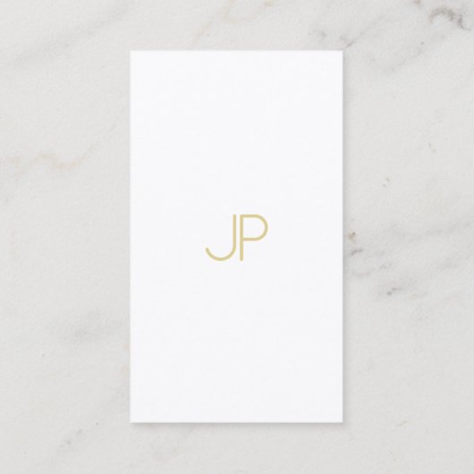 Minimalistisch Chic Monogram Trendy Gold White Lux Visitenkarte (Rückseite)