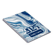 Minimalistisch Chic Ocean Waves Aquarell Blue Wirb Notizblock (Rechte Seite)