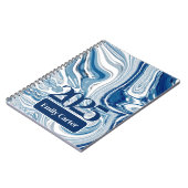 Minimalistisch Chic Ocean Waves Aquarell Blue Wirb Notizblock (Linke Seite)