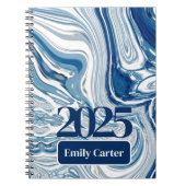 Minimalistisch Chic Ocean Waves Aquarell Blue Wirb Notizblock (Vorderseite)