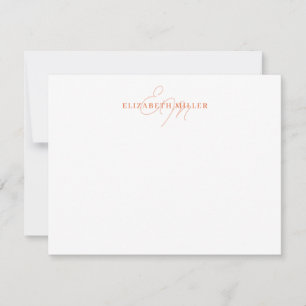 Minimalistisch Chic Orange 2 Script Monorgram Mitteilungskarte