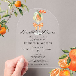 Minimalistisch Chic Orange Spritz Bow Brautparty Acryleinladungen