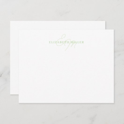 Minimalistisch Chic Pastel Green 2 Script Monorgra Mitteilungskarte (Vorne/Hinten)