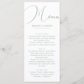 Minimalistisch Chic Sage Green Wedning Dinner Menükarte (Vorderseite)