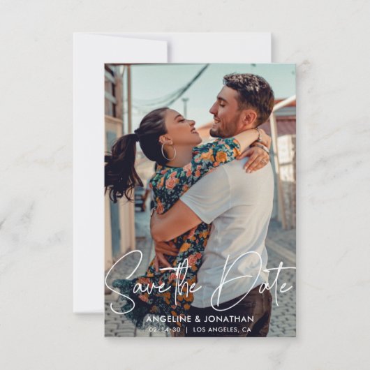 Minimalistisch Chic Save the Date Hochzeit Foto In Einladung (Vorderseite)