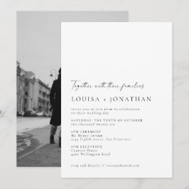 Minimalistisch Chic Schwarz-weiß Script Foto Hochz Einladung