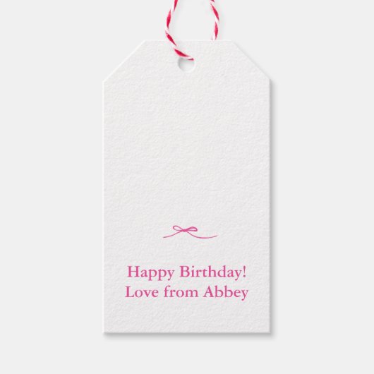 Minimalistisch Chic Simple Hot Pink Bow Geschenkanhänger (Vorderseite)