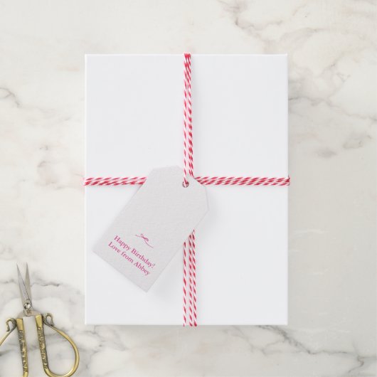 Minimalistisch Chic Simple Hot Pink Bow Geschenkanhänger (Mit Garn)