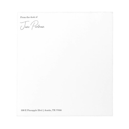 Minimalistisch Chic | Vom Schreibtisch Notizblock (Vorderseite)