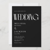 Minimalistisch Chic Wedding Black Einladung (Vorderseite)