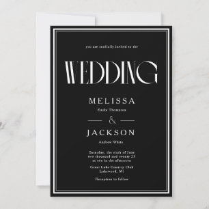 Minimalistisch Chic Wedding Black Einladung