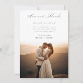 Minimalistisch Chic Wedding Foto Dankeschön Karte (Vorderseite)