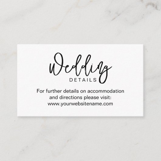 Minimalistisch Chic Wedding Website Umschließungsk Begleitkarte (Vorderseite)