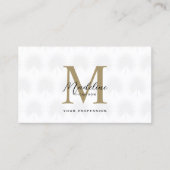 Minimalistisch Chic White Anahaw Leaf Script Monog Visitenkarte (Vorderseite)