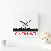 Minimalistisch Cincinnati Ohio Skyline Clock Quadratische Wanduhr (Zuhause)