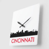 Minimalistisch Cincinnati Ohio Skyline Clock Quadratische Wanduhr (Winkel)