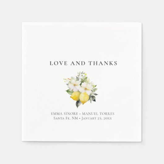 Minimalistisch Citrus Blooms flach Danke Serviette (Vorderseite)