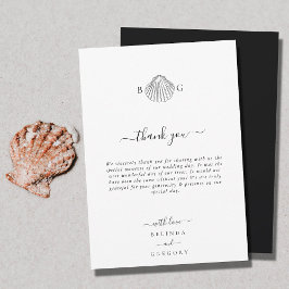 Minimalistisch Clam Seashell Monogram Wedding Dankeskarte