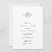 Minimalistisch Clam Seashell Monogram Wedding Einladung (Vorderseite)