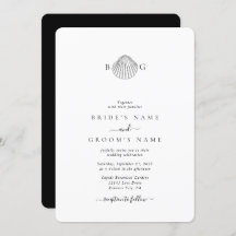 Minimalistisch Clam Seashell Monogram Wedding
