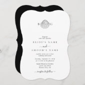 Minimalistisch Clam Seashell Monogram Wedding Einladung (Vorne/Hinten)