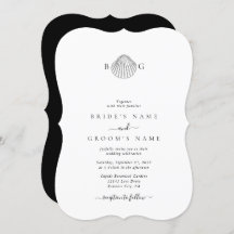 Minimalistisch Clam Seashell Monogram Wedding