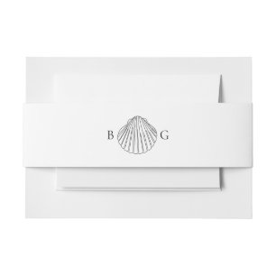 Minimalistisch Clam Seashell Monogram Wedding Einladungsbanderole