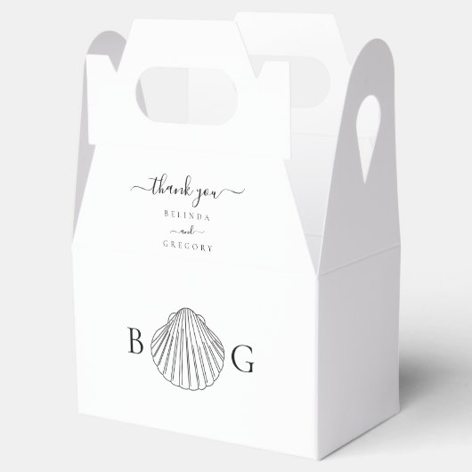 Minimalistisch Clam Seashell Monogram Wedding Geschenkschachtel (Geöffnet)