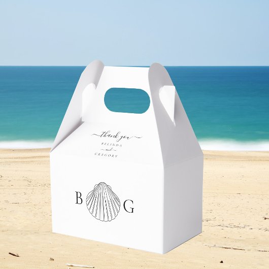 Minimalistisch Clam Seashell Monogram Wedding Geschenkschachtel
